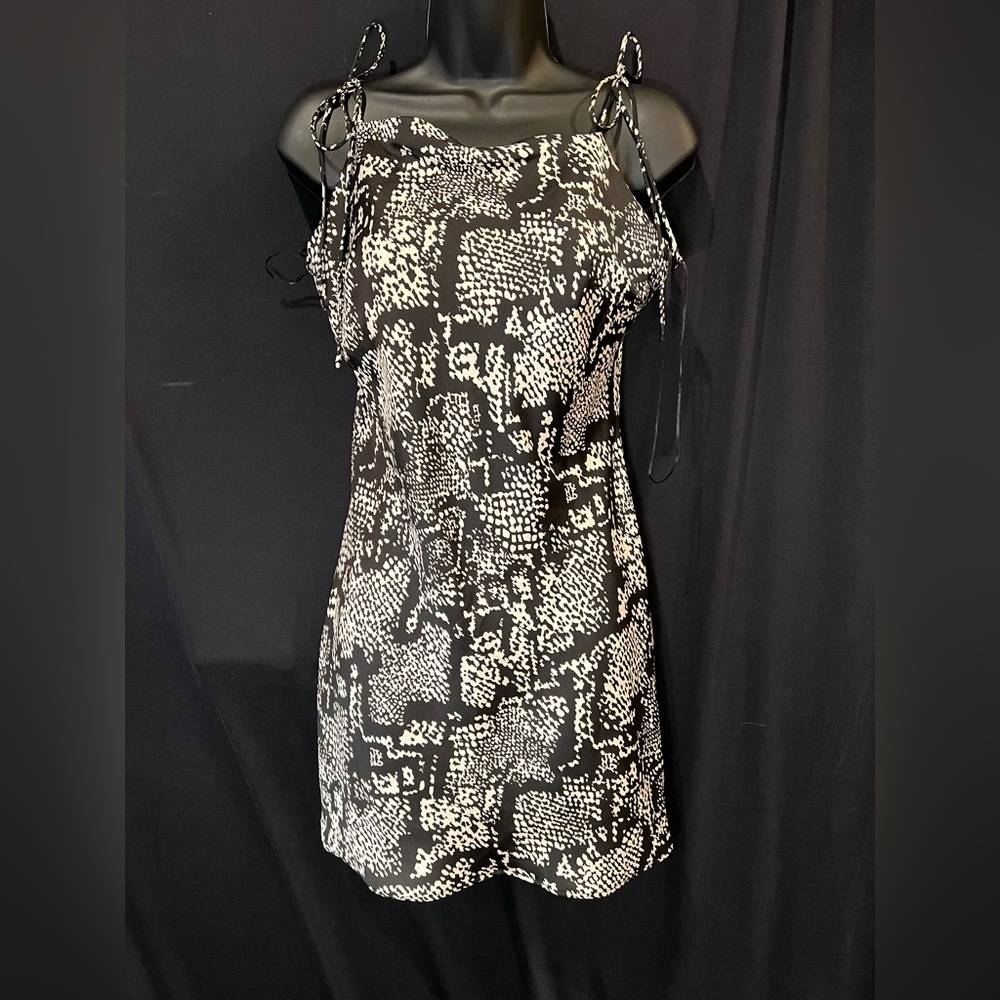 Zara Monochrome Abstract Print Dress
